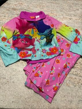 10/$30 Trolls Rainbow Floral Two-Piece Pajama Set